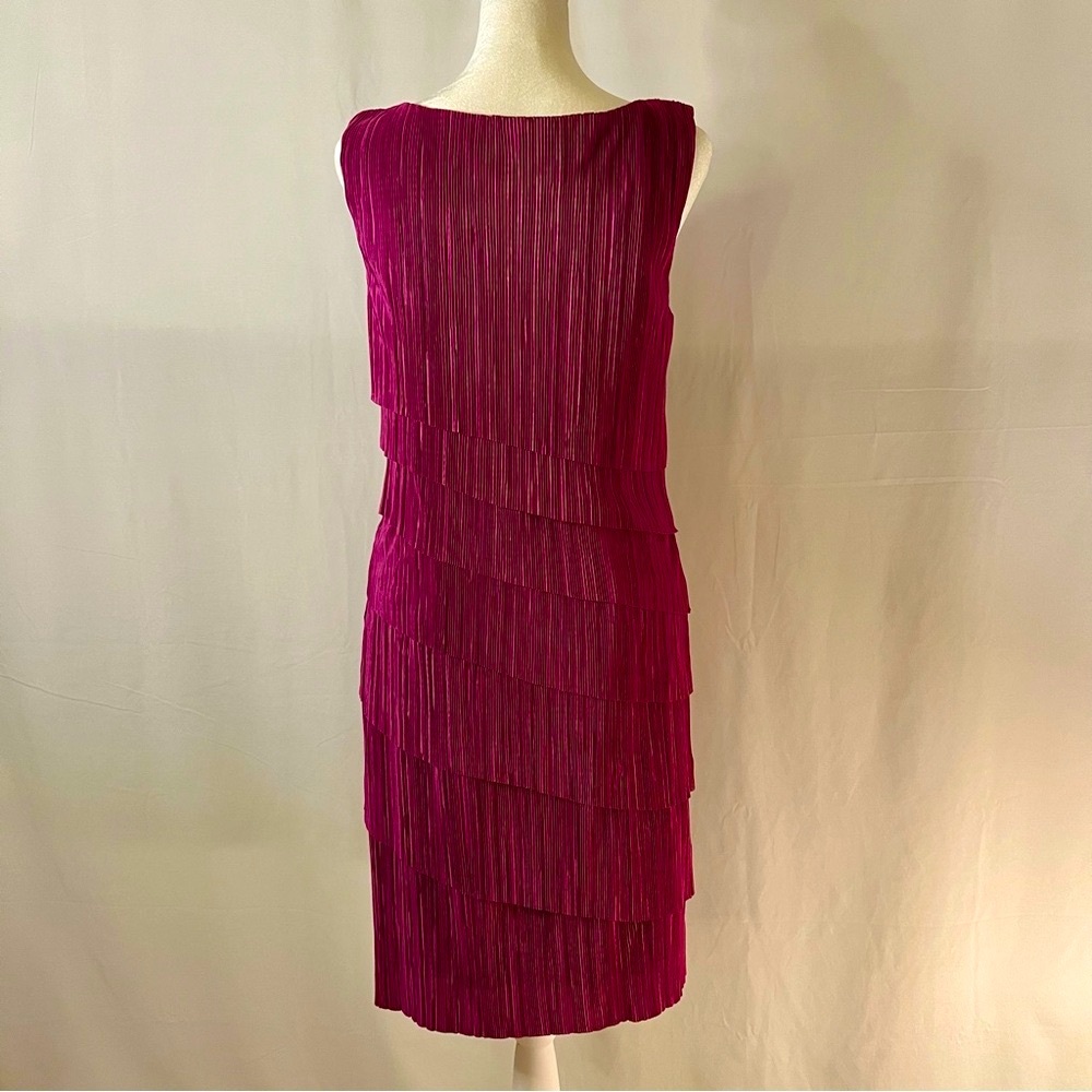 **SOLD** Pink Flapper Style Tiered Sleeveless Midi Dress Size 8 - Picture 5 of 9